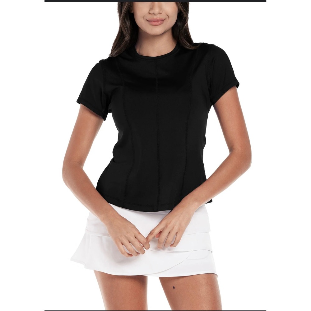 Lucky‎ In Love Womens Black Short Sleeve Athletic Top XL